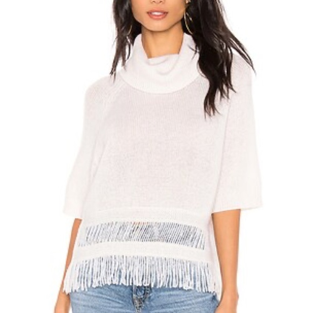 360 cashmere cream fringe sweater